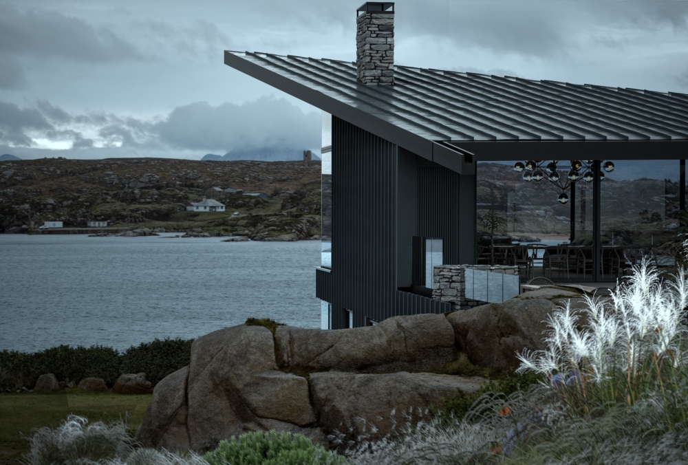 Island Retreat on Rocky Cliff