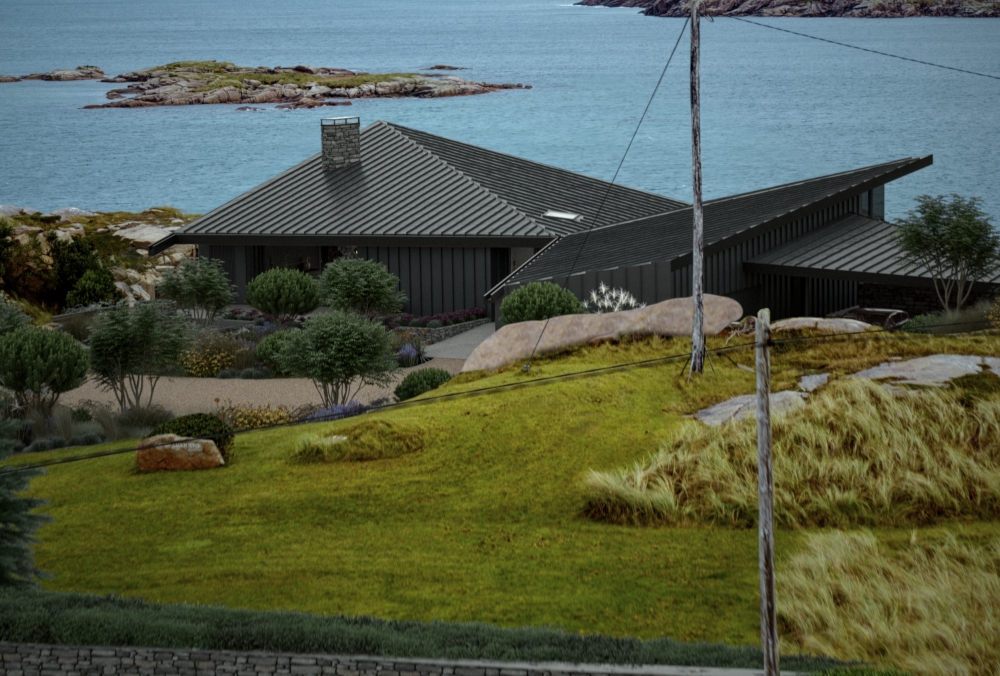 Island Retreat on Rocky Cliff