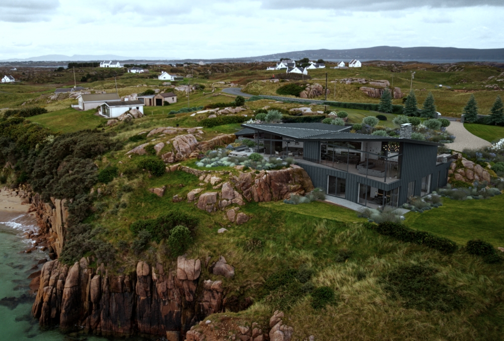 Island Retreat on Rocky Cliff