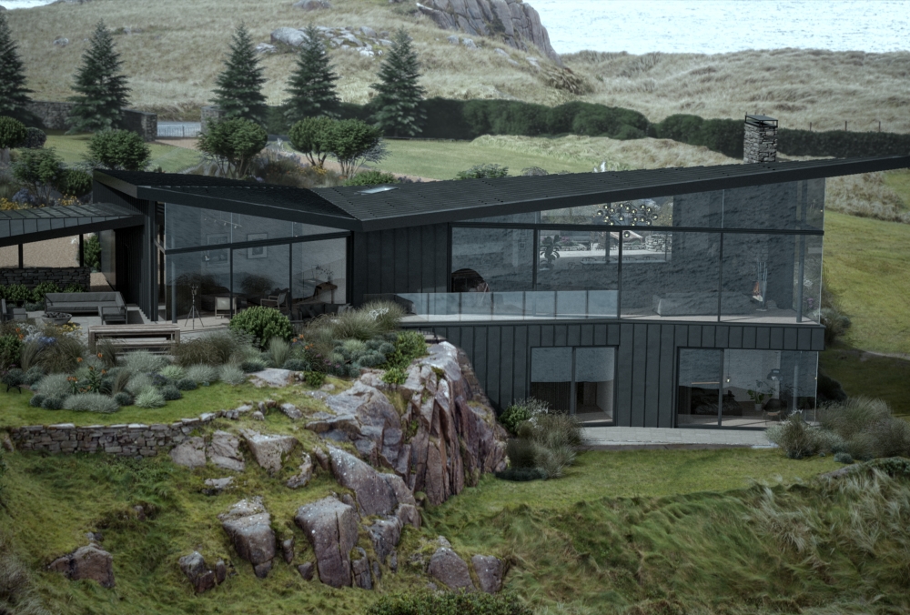 Island Retreat on Rocky Cliff Island Retreat on Rocky Cliff